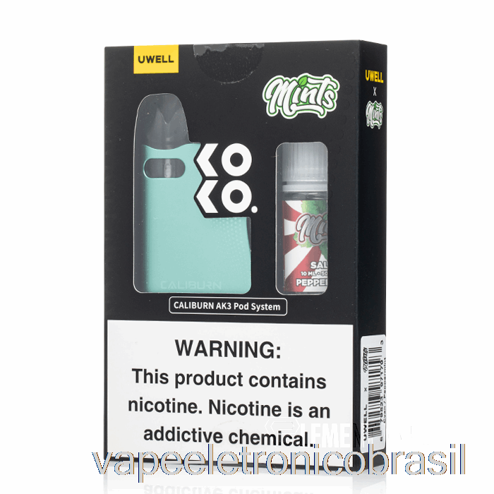 Vape Recarregável Uwell X Dv Caliburn Ak3 Kit + 50mg Nic Salt [ciano] Hortelã - Hortelã-pimenta